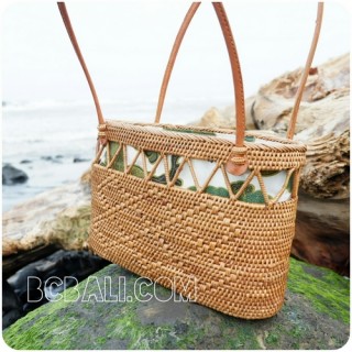 unique women handbags straw rattan handwoven fabrik 